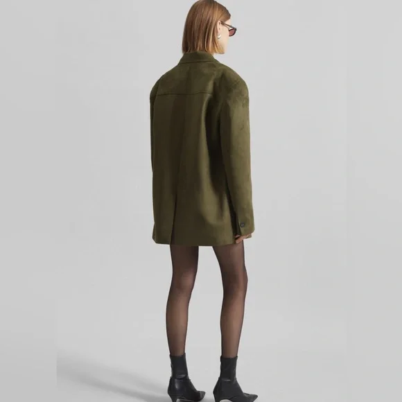 The Frankie Shop Merida Faux Suede Blazer - Khaki